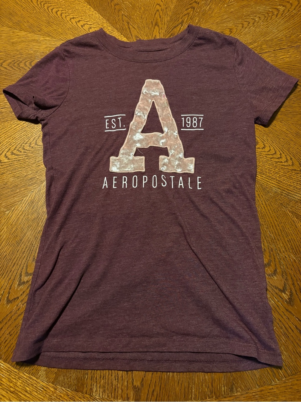 Aeropostale Women's Plum Crewneck Graphic Tee